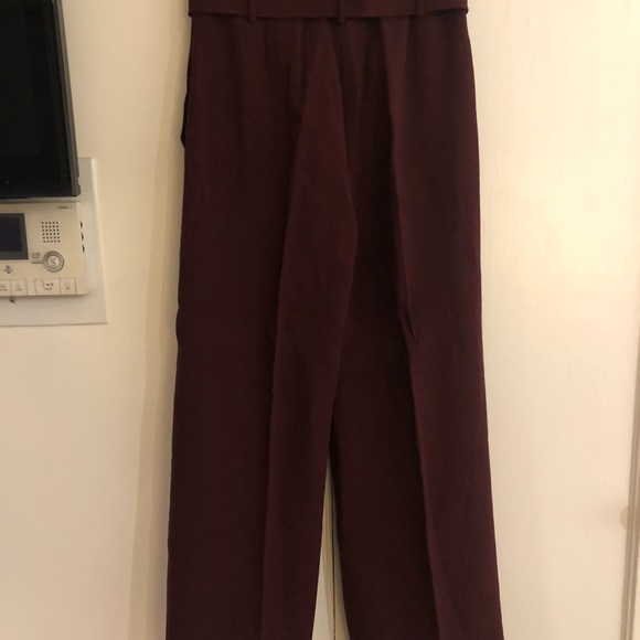 Theory NWT BURGUNDY high waist BELTED PANTS - Picture 5 of 6
